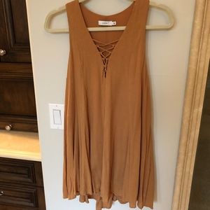 Tan LUSH dress with criss cross top